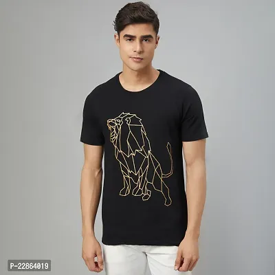 Stylish Black Cotton Tees For Men-thumb0