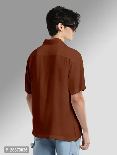 FTX Men Printed Half Sleeve Oversized Brown Casual Shirt-thumb2