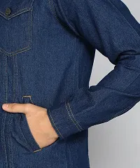 FTX Men Solid Dark Blue Denim Jacket-thumb3