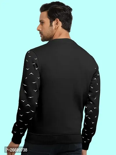 Men Round Neck Cotton Rich Full Sleeve Printed Black T-Shirt-thumb3