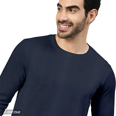 FTX Men Solid Round Neck Full Sleeves Blue Tshirt-thumb3