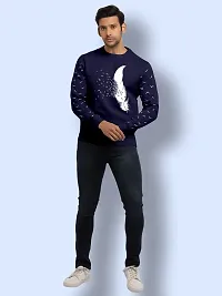 Men Round Neck Cotton Rich Full Sleeve Printed Dark Blue T-shirt-thumb3