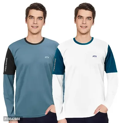 FTX Comfortable Multicoloured Polyester Solid Round Neck Tees For Men Combo Pack Of 2