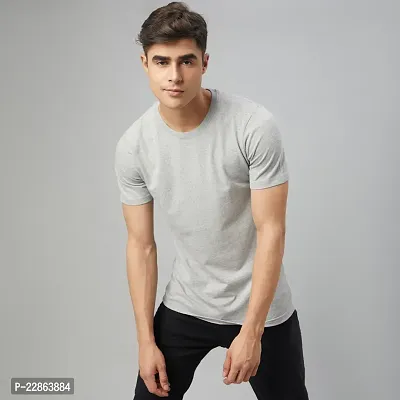 Stylish Grey Cotton Tees For Men-thumb3