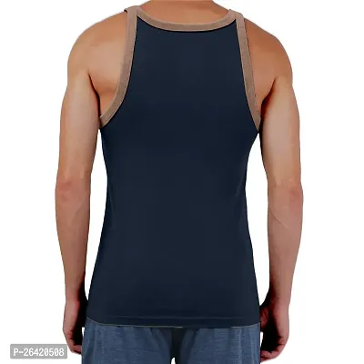 FTX Men Solid Cotton Rich Navy Blue Vest-thumb2