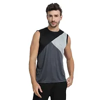 Stylish Multicoloured Polyester Colourblocked Gym Vest For Men Pack Of 3-thumb4