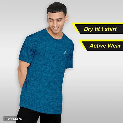 FTX Men Solid Round Neck Half Sleeve Light Blue Tshirt