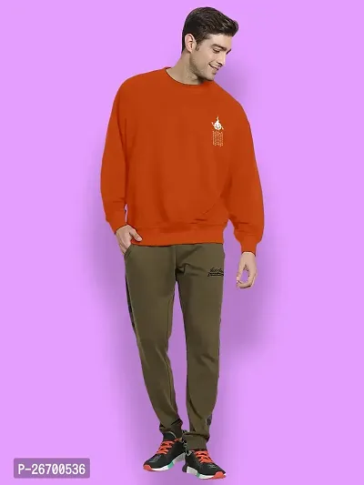 FTX Men Round Neck Printed Orange Sweatshirt-thumb4