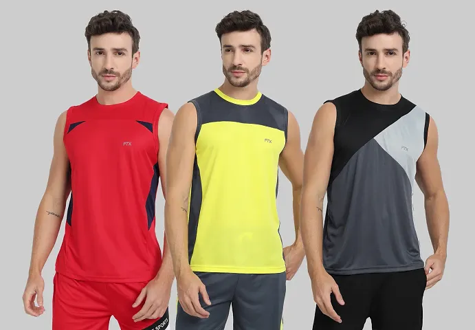 Drifit Mens Solid Roundneck Sleeveless Sports T-Shirt