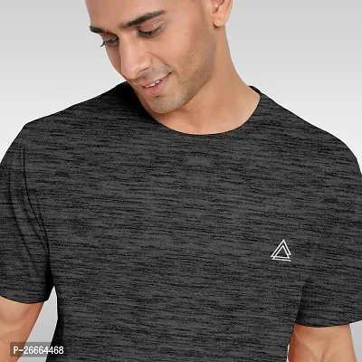 FTX Men Solid Round Neck Half Sleeve Dark Grey Tshirt-thumb4