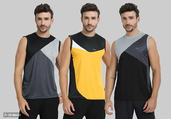 Drifit Mens Solid Roundneck Sleeveless Sports T-Shirt