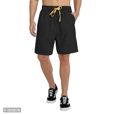 Men Solid Cotton Casual Shorts