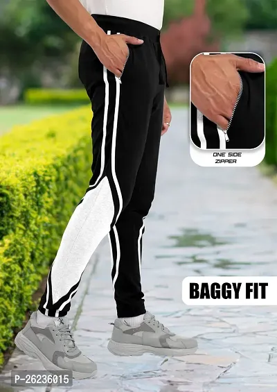 FTX Men Cut  Sew Baggy Fit Zipper Black Track Pant-thumb0