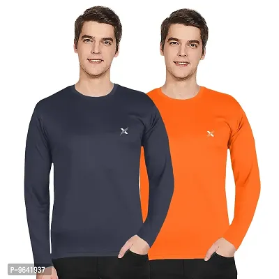FTX Comfortable Multicoloured Polyester Solid Round Neck Tees For Men Combo Pack Of 2