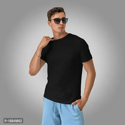 Stylish Fancy Polyester Solid Round Neck T-Shirts For Men-thumb0