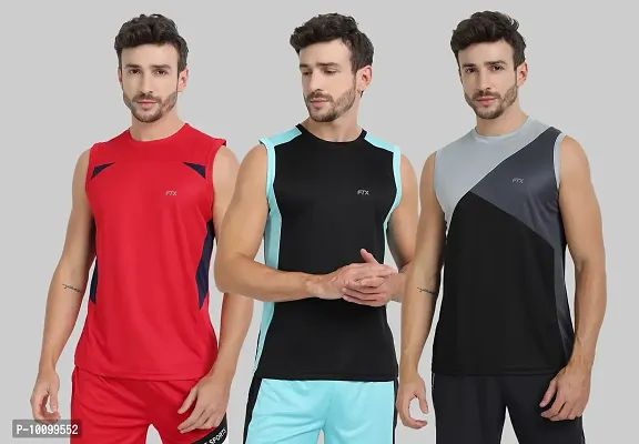 Drifit Mens Solid Roundneck Sleeveless Sports T-Shirt