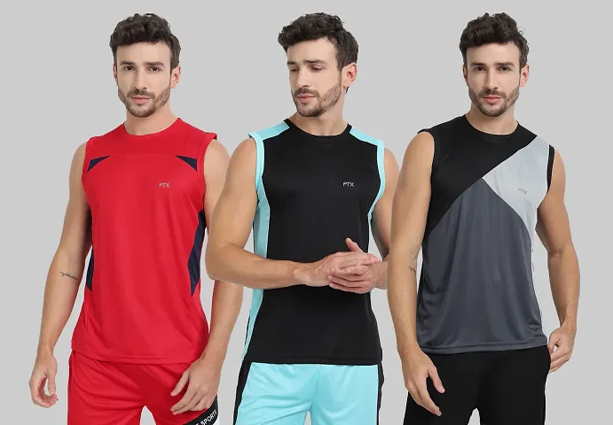 Drifit Mens Solid Roundneck Sleeveless Sports T-Shirt