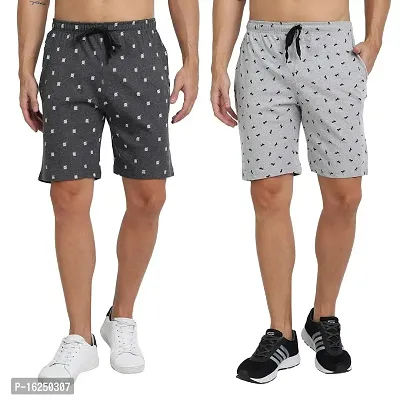 FTX Men's Printed Single Jersey Knitted Shorts Combo - Pack of 2-thumb0