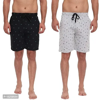 FTX Men's Printed Knitted Cottonpoly Shorts - Pack of 2 (714-3_714-4)