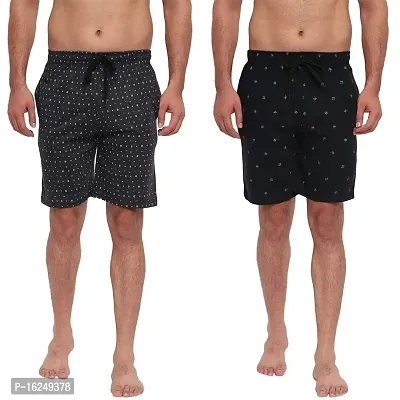 FTX Men's Printed Knitted Cottonpoly Shorts - Pack of 2