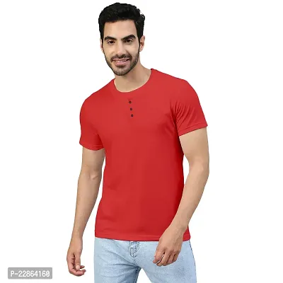 Stylish Red Cotton Blend Tees For Men-thumb3