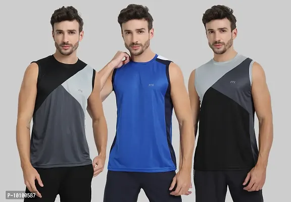 Drifit Mens Solid Roundneck Sleeveless Sports T-Shirt