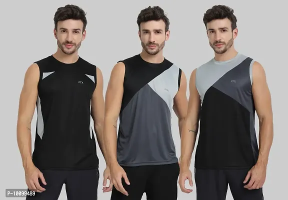 Drifit Mens Solid Roundneck Sleeveless Sports T-Shirt-thumb0