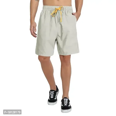 Men Solid Cotton Casual Shorts-thumb0