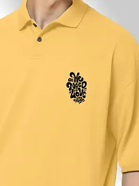 FTX Men Printed Polo Neck Oversized Yellow Tshirt-thumb3