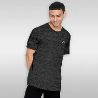 FTX Men Solid Round Neck Half Sleeve Dark Grey Tshirt-thumb2