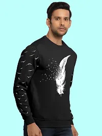 Men Round Neck Cotton Rich Full Sleeve Printed Black T-Shirt-thumb3