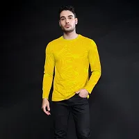 FTX Men Round Neck Floral Print Full Sleeve Yellow Tshirt-thumb2