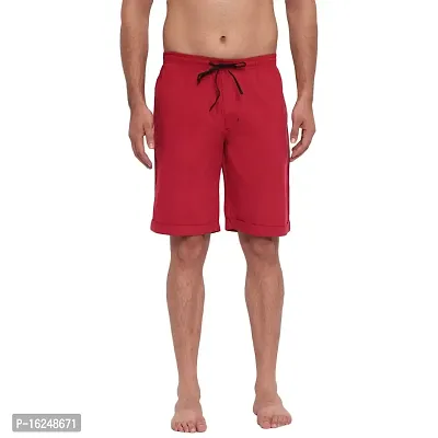 FTX Men's Solid Woven Cotton Shorts - Red