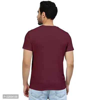 Stylish Maroon Cotton Blend Tees For Men-thumb2