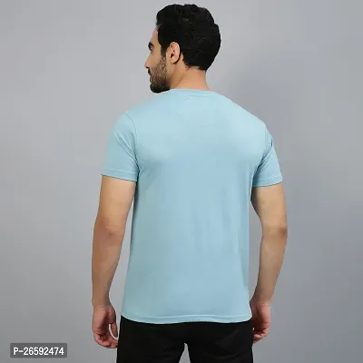 FTX Solid Men Cotton Rich Round Neck Light Blue Tshirt-thumb2