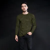 FTX Men Round Neck Floral Print Full Sleeve Dark Green Tshirt-thumb2