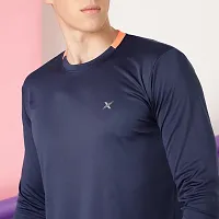 FTX Men Solid Round Neck Full Sleeve Navy Tshirt-thumb2