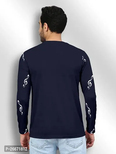 FTX Men Round Neck Cotton Rich Full Sleeve Printed Blue Tshirt-thumb2