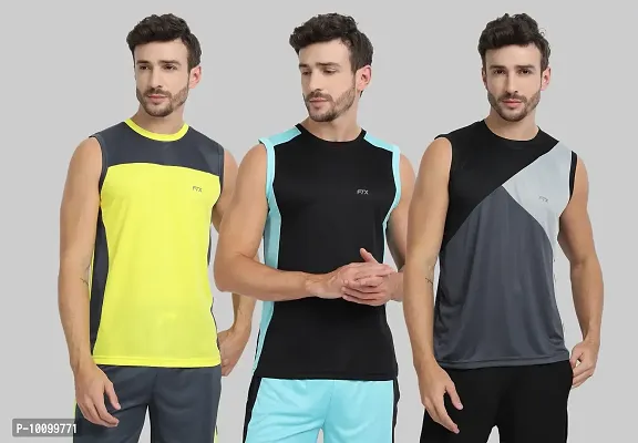 Drifit Mens Solid Roundneck Sleeveless Sports T-Shirt