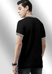 FTX Men Solid Half Sleeve Polo Neck Black Tshirt-thumb1