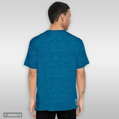 FTX Men Solid Round Neck Half Sleeve Light Blue Tshirt-thumb2