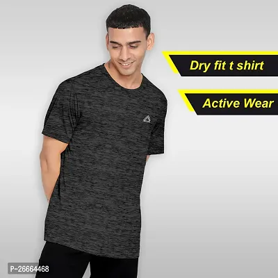 FTX Men Solid Round Neck Half Sleeve Dark Grey Tshirt