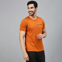 FTX Solid Men Cotton Rich Round Neck Orange Tshirt-thumb4