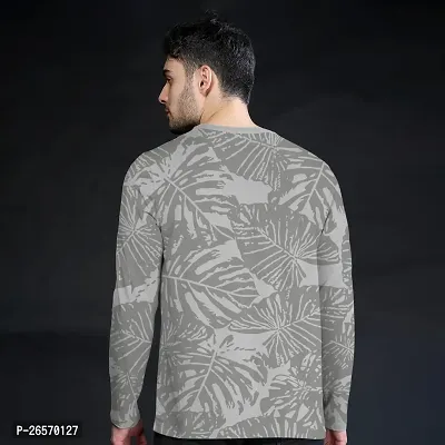 FTX Men Round Neck Floral Print Full Sleeve Grey Tshirt-thumb2