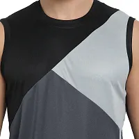 Stylish Multicoloured Polyester Colourblocked Gym Vest For Men Pack Of 3-thumb3