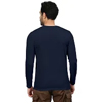 Stylish Navy Blue Cotton Blend Tees For Men-thumb2