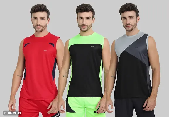 Drifit Mens Solid Roundneck Sleeveless Sports T-Shirt