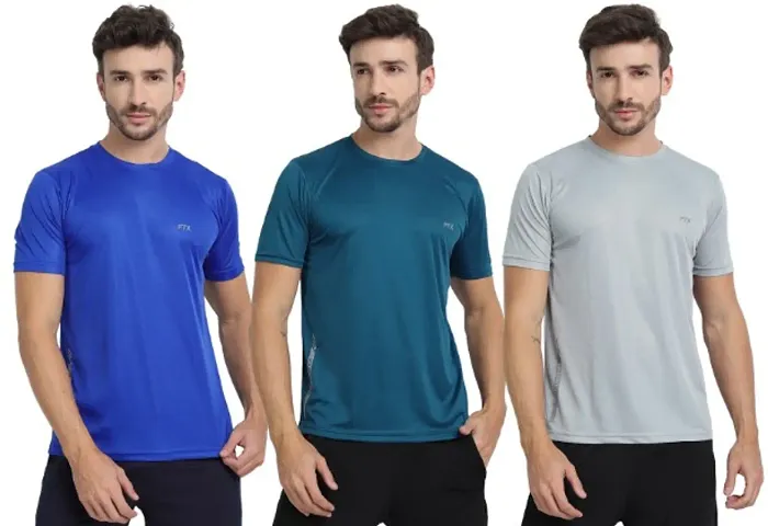 THE YOUTH MANTRA Men's Dri-Fit Round Neck Half Sleeves T-Shirt Combo - Set of 3