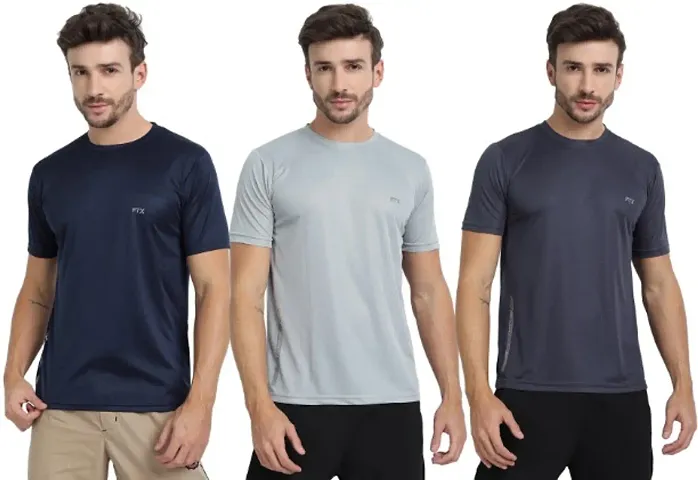 THE YOUTH MANTRA Men's Dri-Fit Round Neck Half Sleeves T-Shirt Combo - Set of 3