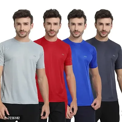 FTX MENS SOLID ROUND NECK T-SHIRT PACK OF 4-thumb0